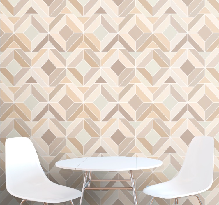 Beige layered shapes wallpaper - TenStickers