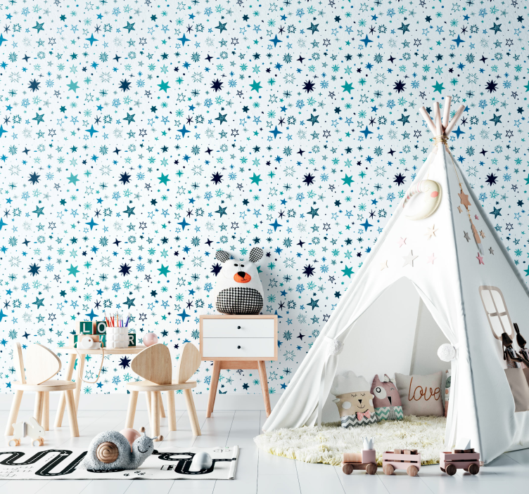 Geometric Starry Pattern nursery wallpaper - TenStickers