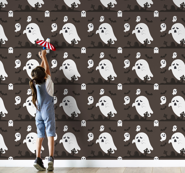 Ghostly Frights halloween wallpaper - TenStickers