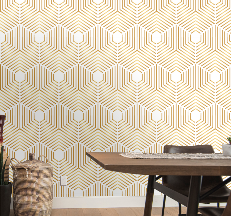 Gold squares art decor style vintage wallpaper - TenStickers