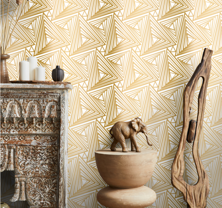 Golden pattern triangle wallpaper - TenStickers