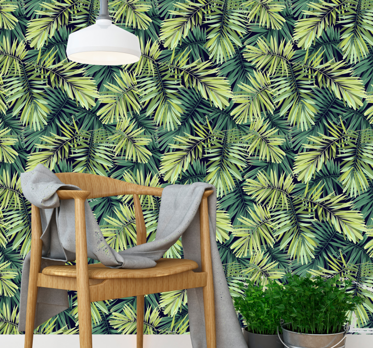 green huge leaves Flower Wallpaper - TenStickers