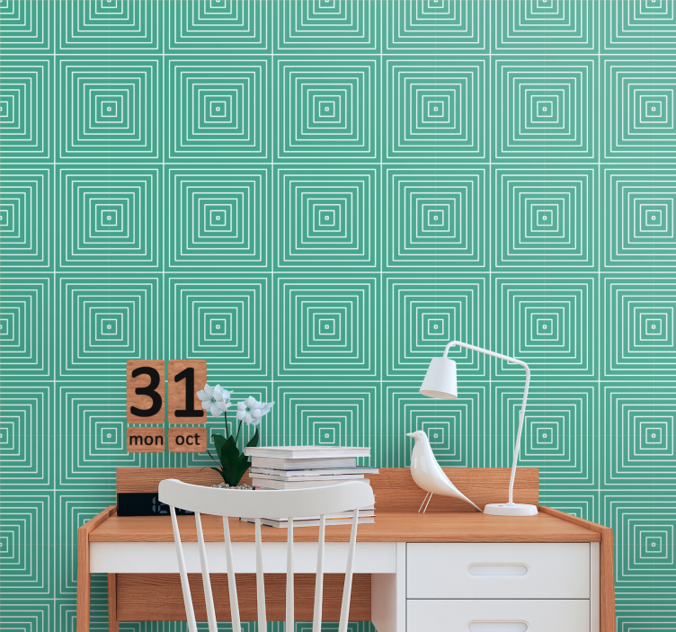green squares pattern wallpaper - TenStickers