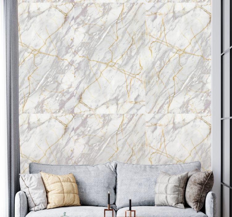 Grey and golden surface marble wallpaper - TenStickers