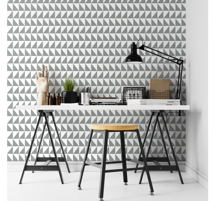 Grey geometric pattern office wallpaper decor - TenStickers