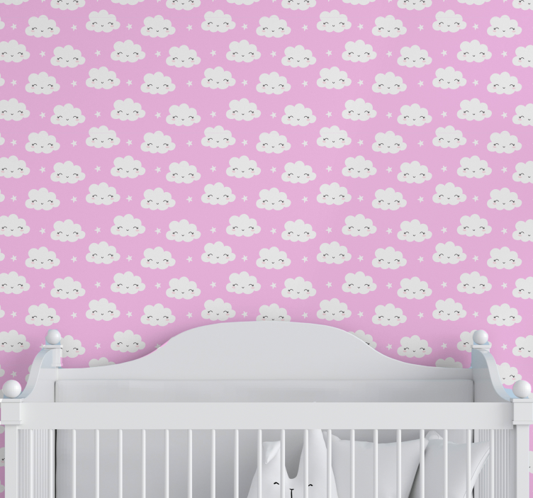 Happy Cloud Faces kids wallpaper - TenStickers