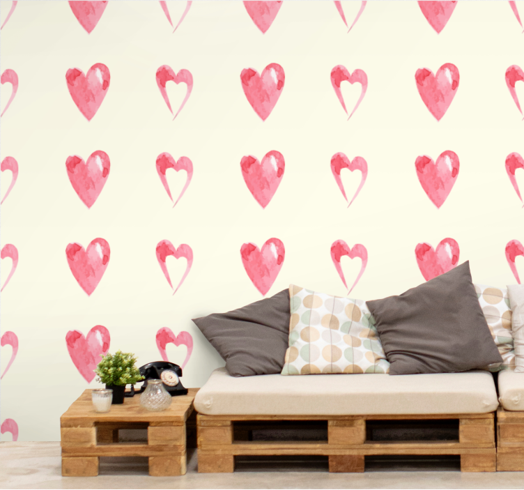 Heart motif design master bedroom wallpaper - TenStickers