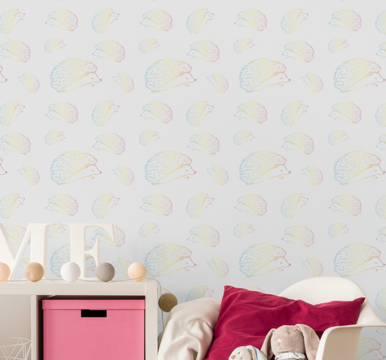 Hedgehog Pattern animal wallpaper - TenStickers