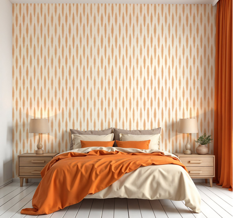 "Ikat Kasuri" orange wallpaper - TenStickers
