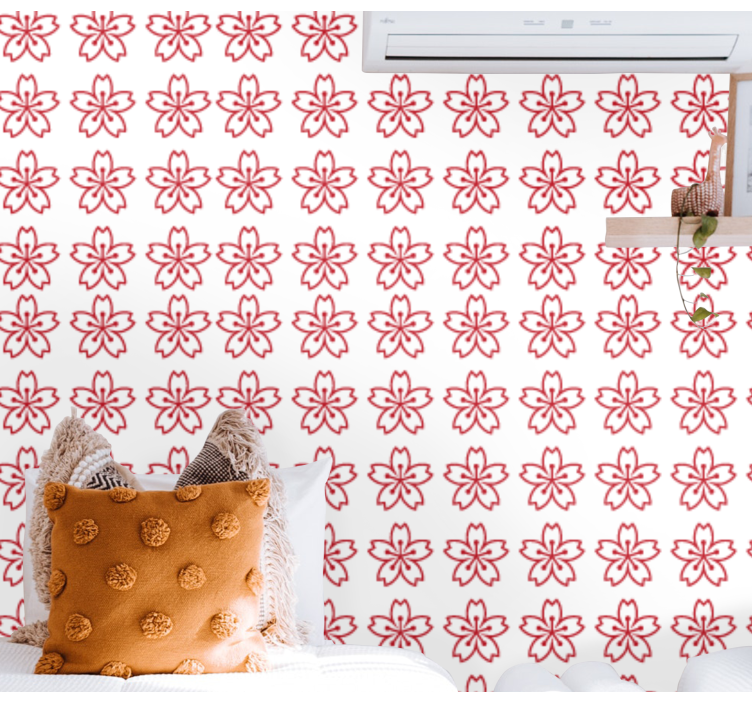 Korean red flowers Wallpaper - TenStickers