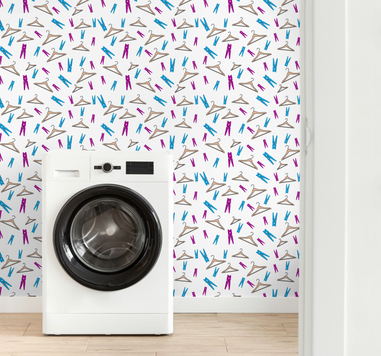 Laundry hangers and pegs wallpaper - TenStickers
