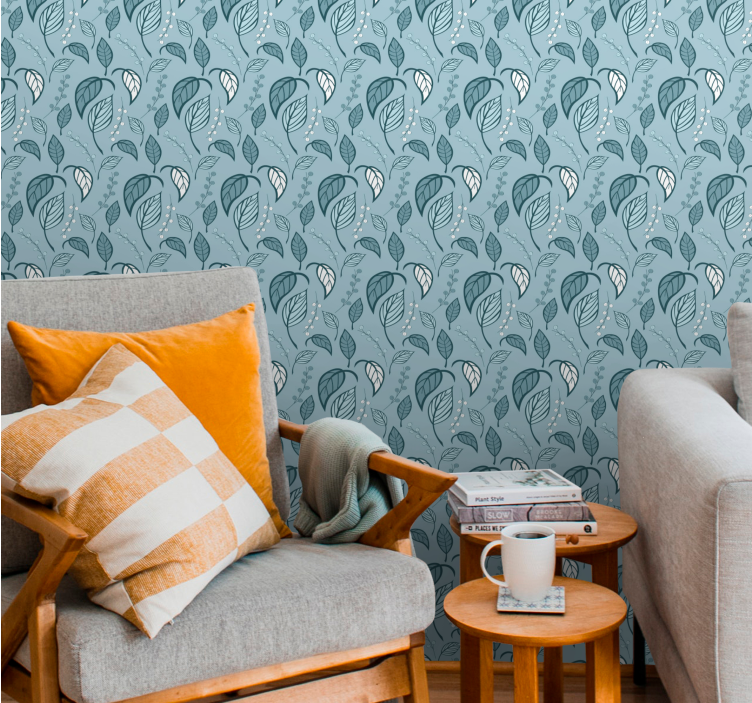 Scandinavian sprout leaf wallpaper - TenStickers