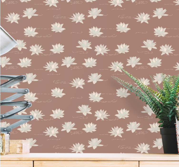 Lotus Bloom Pattern flower wallpaper - TenStickers