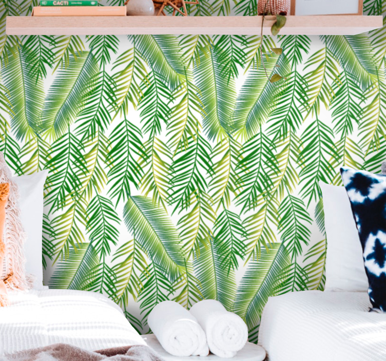 Lush greenery design leaf wallpaper - TenStickers