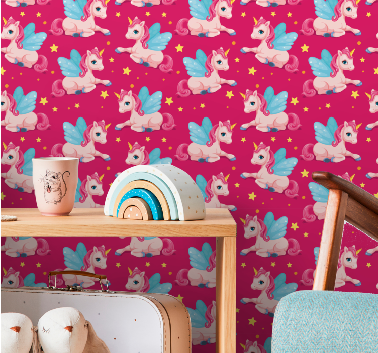 Magical Unicorn Design butterfly wallpaper - TenStickers