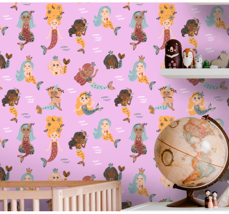 Mermaid Illustration nursery wallpaper - TenStickers