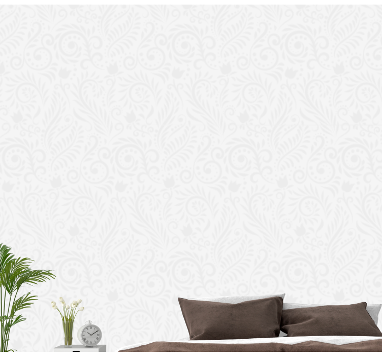 Modern white floral wallpaper - TenStickers