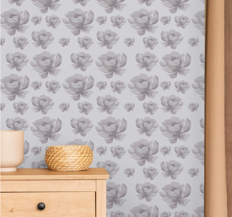 Monochrome Florals flower wallpaper - TenStickers