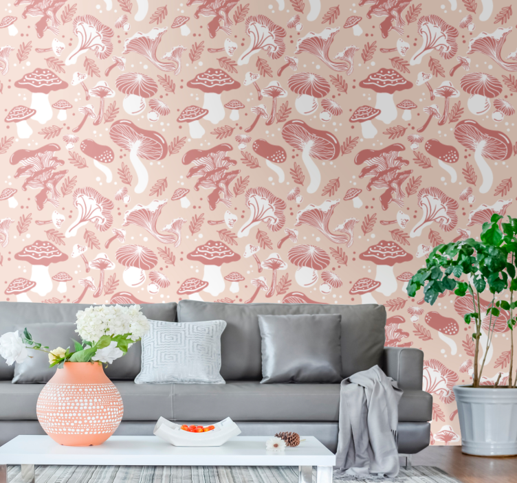 Mushroom Motif art wallpaper - TenStickers