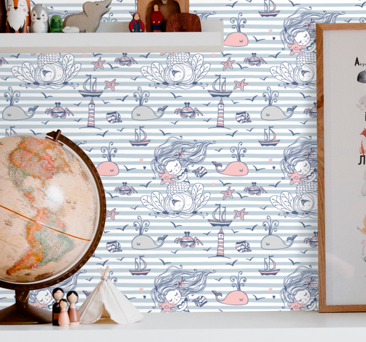 Nautical Mermaid Theme nursery wallpaper - TenStickers