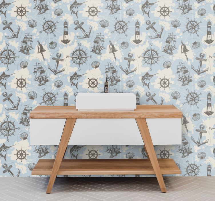 Nautical Motifs living room wallpaper - TenStickers