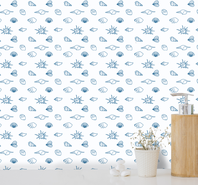 Nautical Sketch Motif fish wallpaper - TenStickers