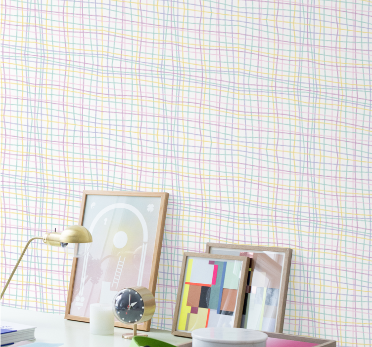 Pastel colours cute grid pattern kids wallpaper - TenStickers