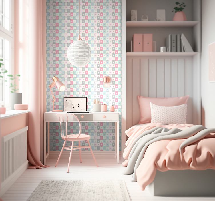 Patchwork hearts textured wallpaper - TenStickers