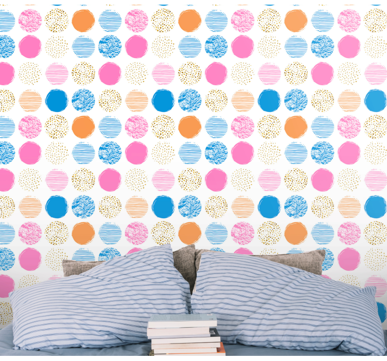 Patterned Circle Array wallpaper polka dots - TenStickers