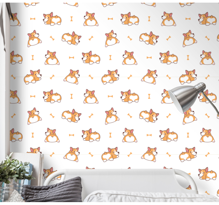 Playful Corgis dog wallpaper - TenStickers