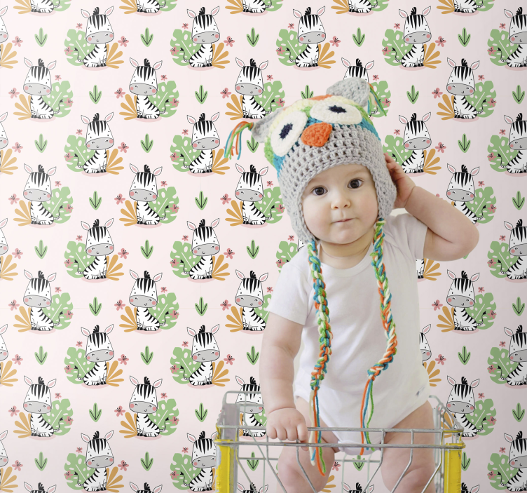 Baby Zebra Pattern nursery wallpaper - TenStickers