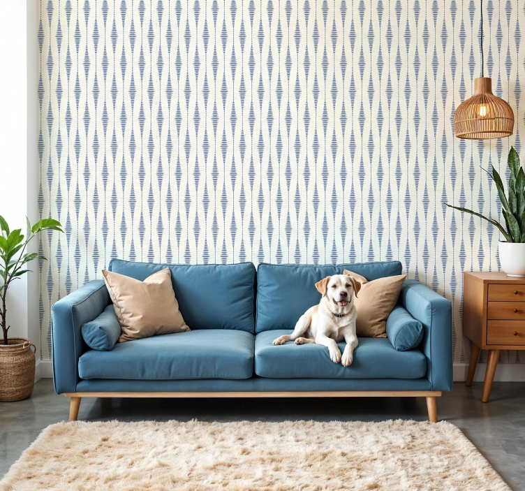 "Rabaul Ikat" blue and beige wallpaper - TenStickers