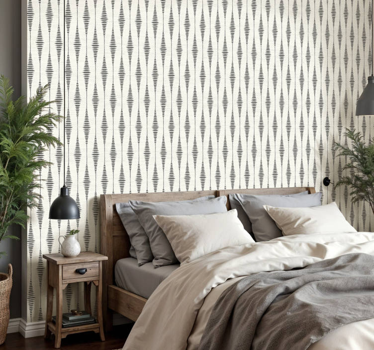 "Rabaul Ikat" grey and beige wallpaper - TenStickers