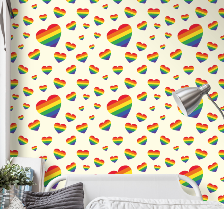 Rainbow hearts display teens wallpaper - TenStickers