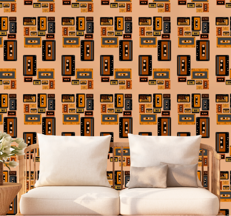 Retro Cassette Tape art wallpaper - TenStickers