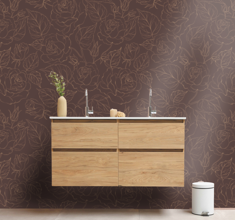 Roses on earth tone Modern Wallpaper - TenStickers