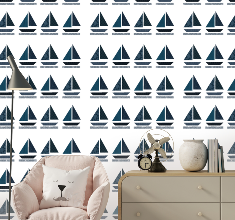 Sailboat Pattern custom wallpaper - TenStickers