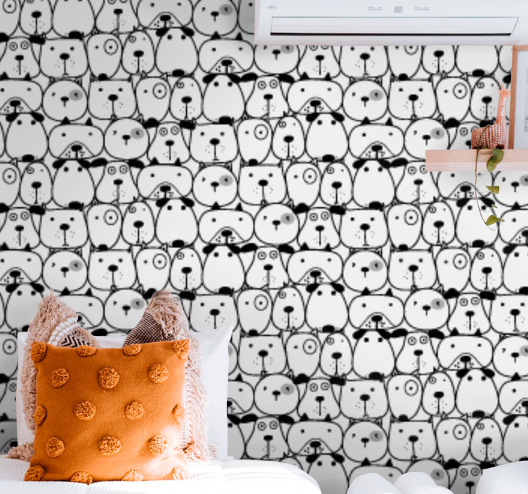 Sketched Felines cat wallpaper - TenStickers