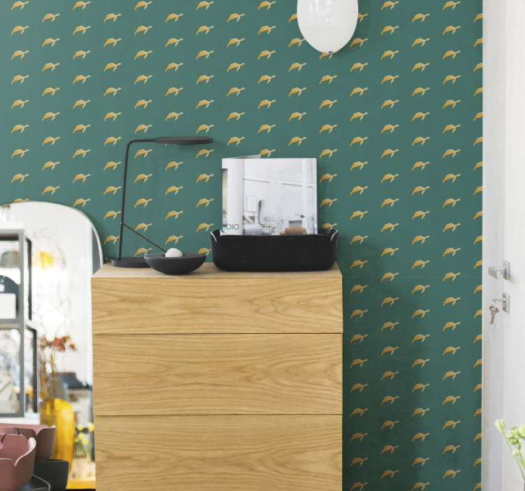 Small turtles pattern animal wallpaper - TenStickers