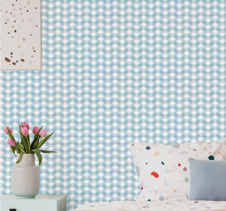 Soft Blue Patterns geometric wallpaper - TenStickers