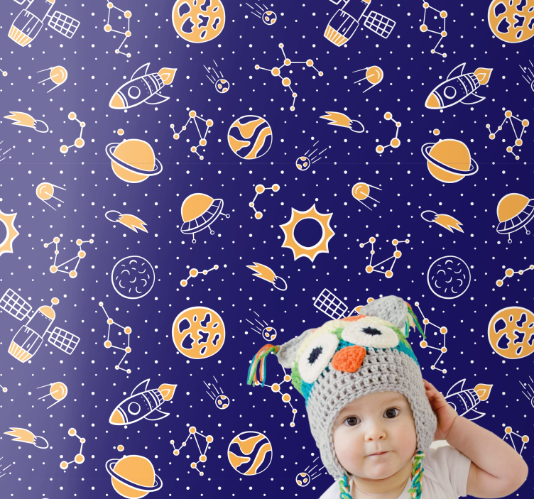 Space Elements Pattern star wallpaper - TenStickers