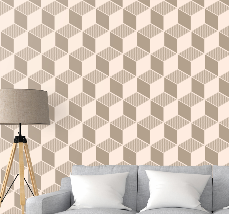 Stylish Cube Pattern geometric wallpaper - TenStickers