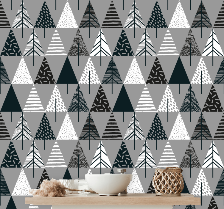 Scandinavian gray pattern triangle wallpaper - TenStickers