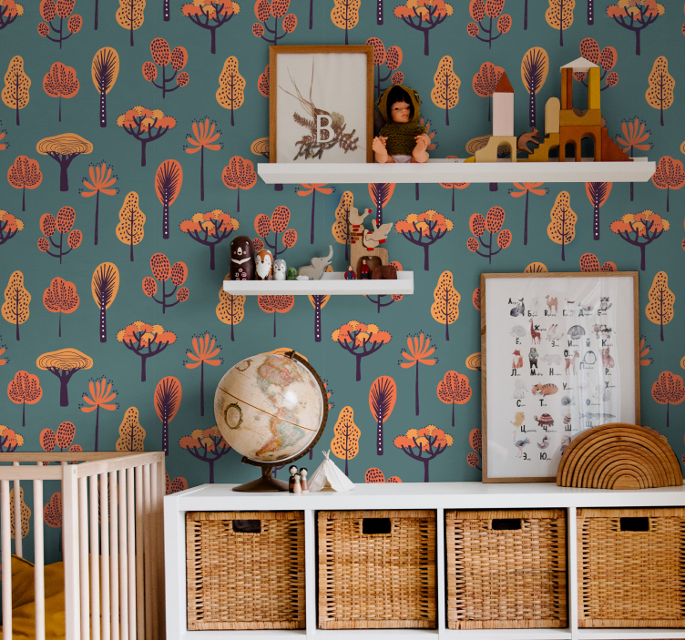 Stylized Botanical Motifs tree wallpaper - TenStickers