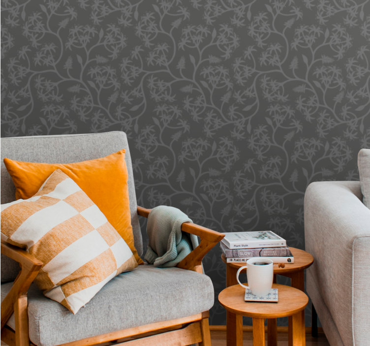 Subtle floral pattern leaf wallpaper - TenStickers
