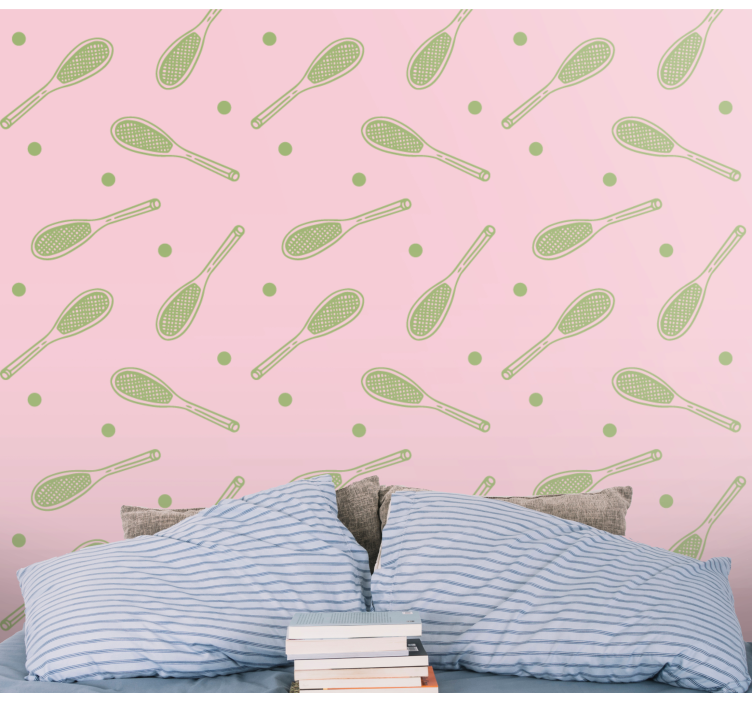 Tennis Racket Pattern wallpaper polka dots - TenStickers