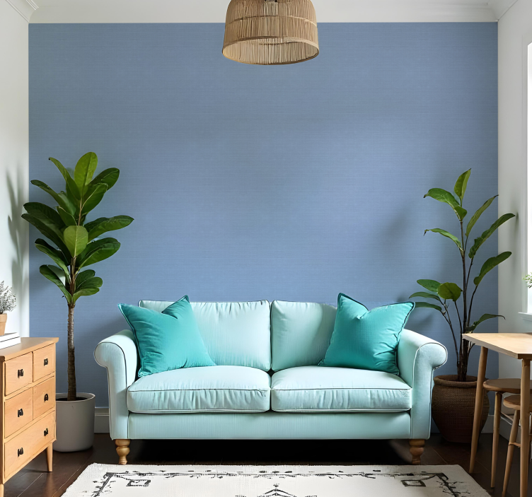 Thin blue jute motif textured wallpaper - TenStickers