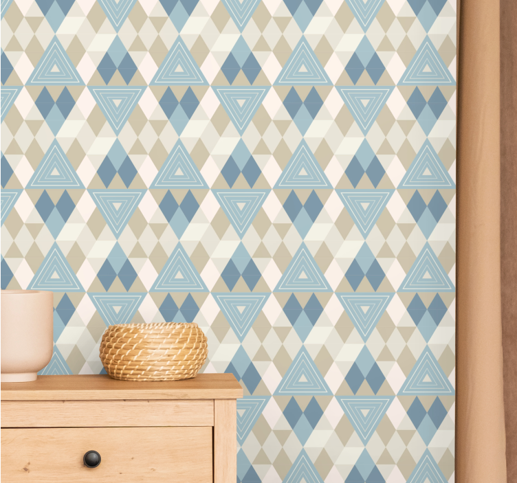Triangles and Diamonds geometric wallpaper - TenStickers