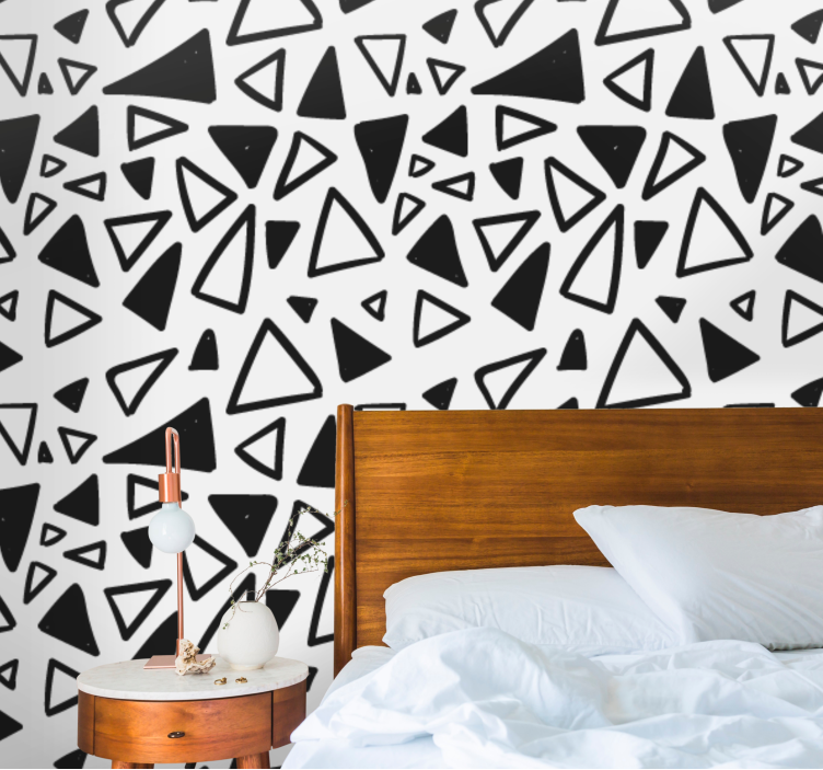 Black and white motif triangle wallpaper - TenStickers