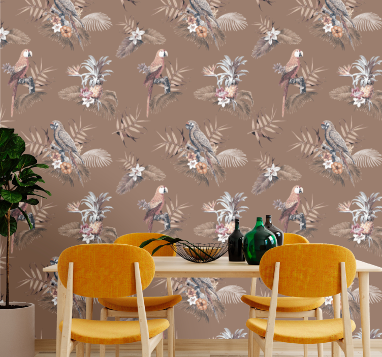 Tropical Bird Motif birds wallpaper - TenStickers